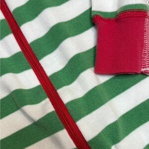 Hanna Andersson Green Stripe Zip Up Christmas Pajamas - 2T